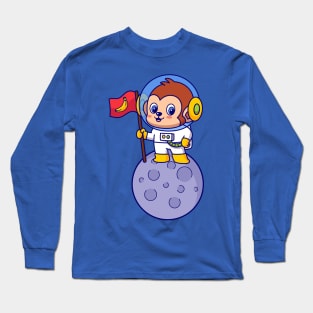 Monkey Astronaut Landing on Moon Long Sleeve T-Shirt